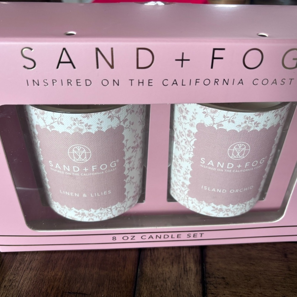 Sand + Fog Pink Candle Duo- Linen & Lilies and Island Orchid